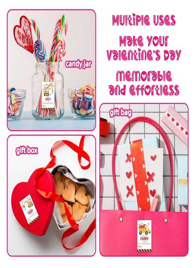 patcate 6 Style Happy Valentine Day Gift Tag Sticker, Cute Truck Theme Label Sticker for Wrapping Present, Construction Anniversary Valentine Party Supplies Decor-A01 - Image 4